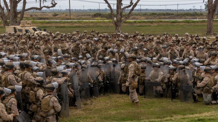 Marines prepare for deployment in Los Angeles as protests spread across US