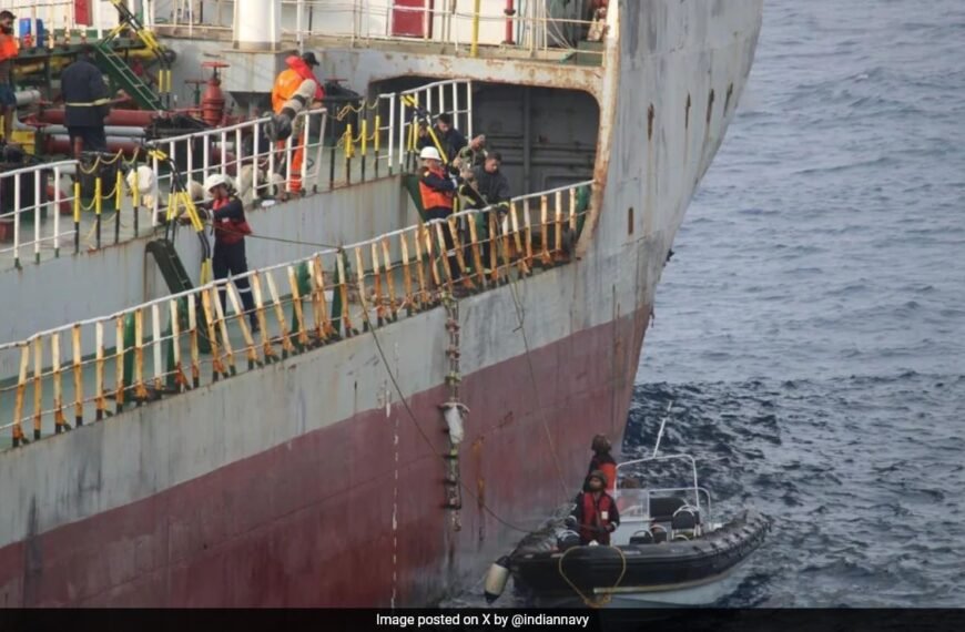 Indian Navy Contains Fire On Board Vessel With 14 Indian Crew
