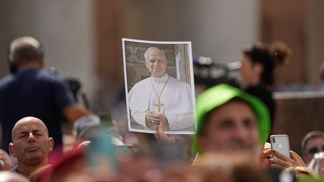 Catholic faithful gather in St Peter’s square to celebrate 70th birthday of Pope Leo XIV